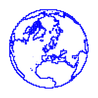 simulated loop showing the rotating earth with a pixelation effect