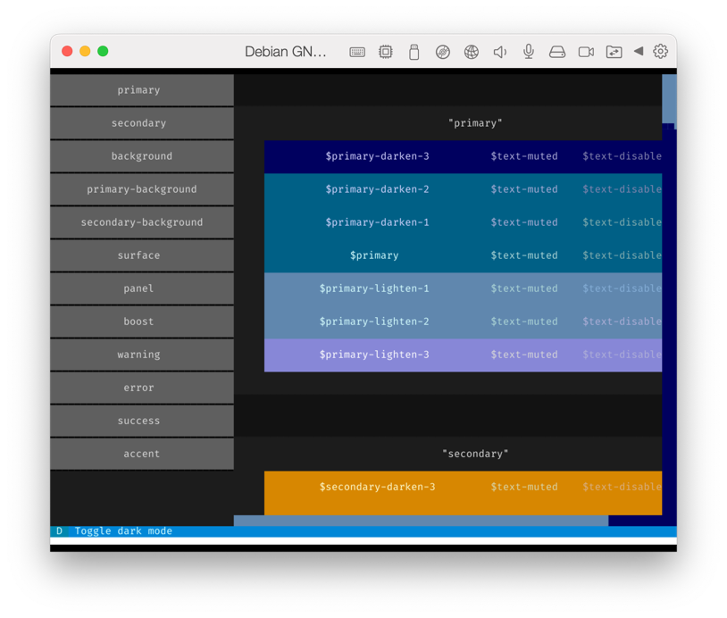 `textual colors` running with fbpad on a Debian VM